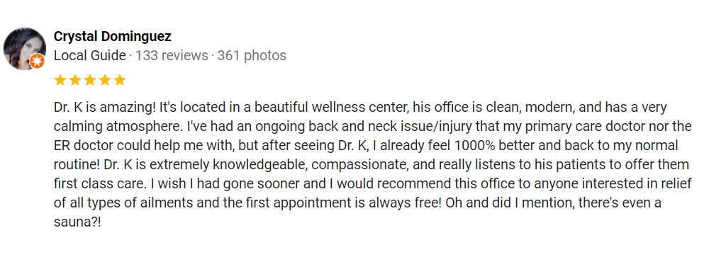 Chiropractic Encinitas CA Crystal Testimonial